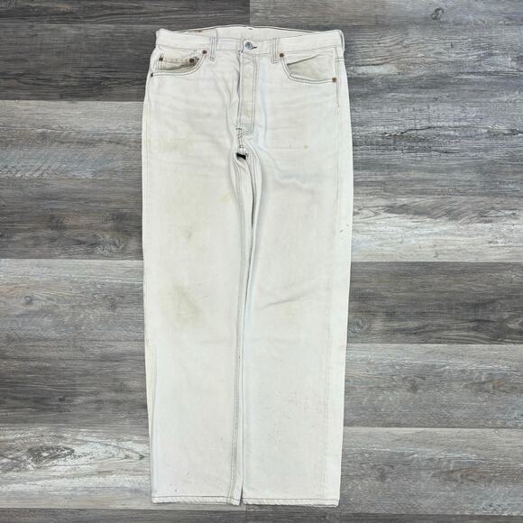 Vintage 90s Levis 501 Red Tab White Men 34x31 Button Fly Straight Leg Jean - Picture 1 of 11